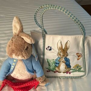 Peter Rabbit talking toy and satchel